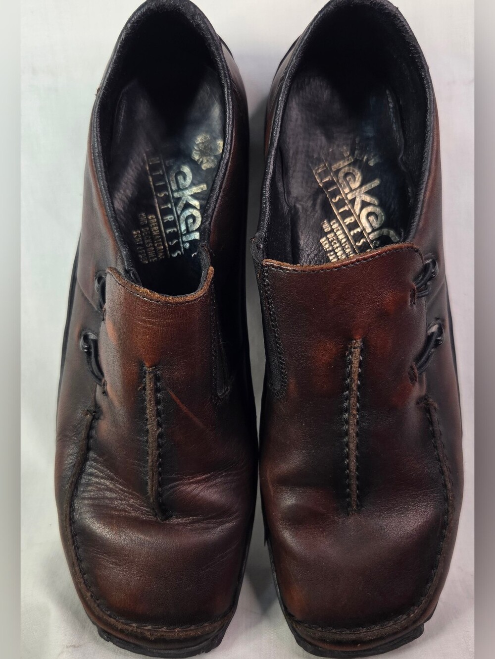 Rieker Brown Leather Slip-On Loafer Antistress Womens Shoes Sz 8.5-9US 39EU